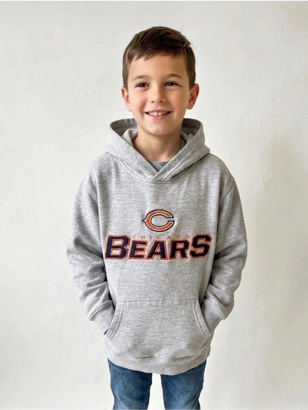 NFL Team Apparel Chicago Bears Kids Gray Hoodie, Youth Small 8